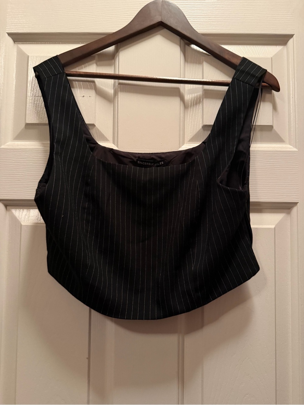 Sincerely Jules Black Pinstripe Cropped Tank Top
